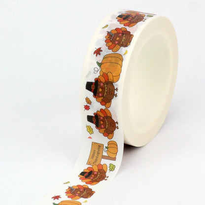 NEW 10pcs Deco Happy Thanks Giving Day Pumpkin Turkey Washi Tapes for Gift Wrap Masking Tape Cute Journal Stationery Supply