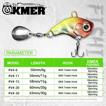 KMER V4 Fishing Lures Balancer Winter Jig Spinner Spinjig VIB Sinking Wobbler Hooks Pike Walleye Equipment Accessories Tackle