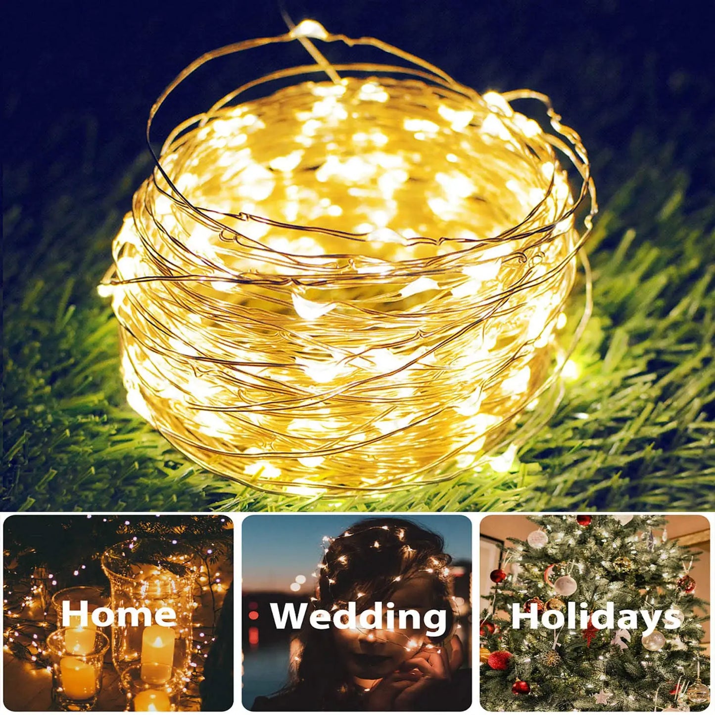 Outdoor Solar String Light 500/300/200/100/50 LED Fairy Garland 8 Mode Garden Yard Party Christmas Decoration Copper Wire Lamp