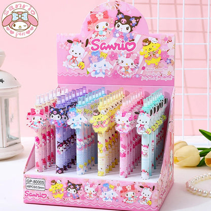 New Sanrio 24/48pcs Gel Pen Kawaii Student Stationery School Supplies 0.5 Black Cartoon Patch Press Pen Cute Press Office Gift