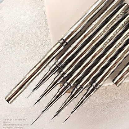 Nail Liner DIY Drawing Painting Flower Line Stripes Pen 6/9/12/15/18mm Metal Handle Nail Art Brush with Cover Nail Brushes