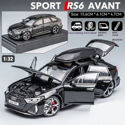 1:32 RS6 Model Car, Black Edition: Customized for Kids Realistic Simulation, Diecast Metal, Perfect Gift for Boys