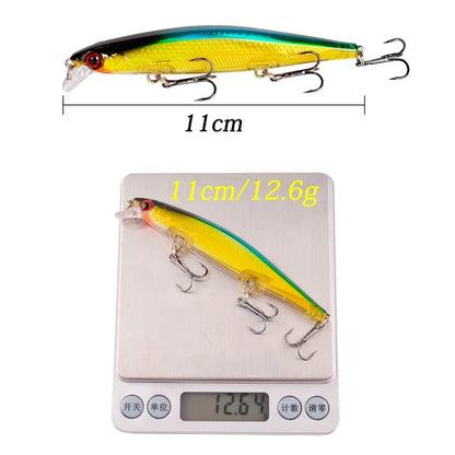 1Pcs Floating Wobbler Minnow Laser Fishing lure 11mm 12g Crankbait Artificial Hard Bait Bass Lure Plastic Fish Fishing Tackle