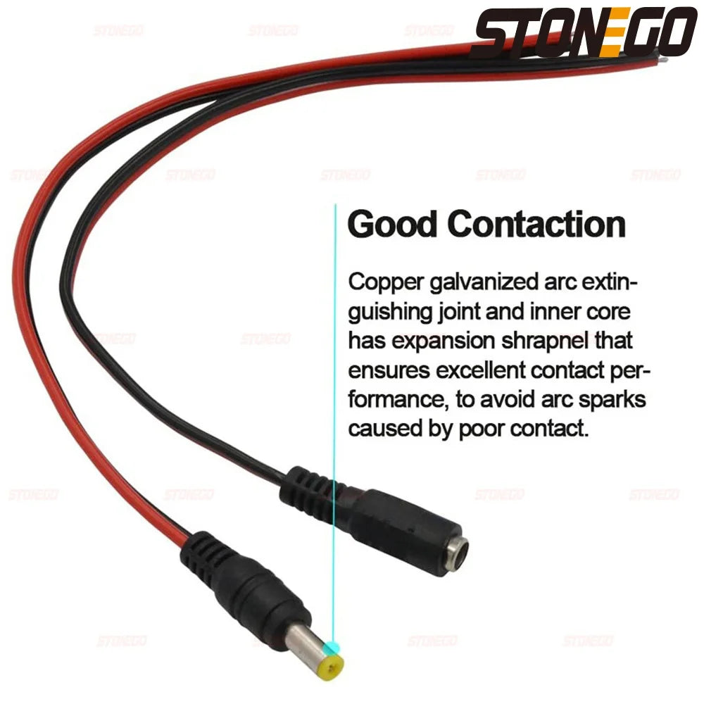 STONEGO 10/20/50PCS 12V Dc Connectors Male Female Jack Cable Wire Line Adapter Plug Power Supply 5.5 x 2.1mm