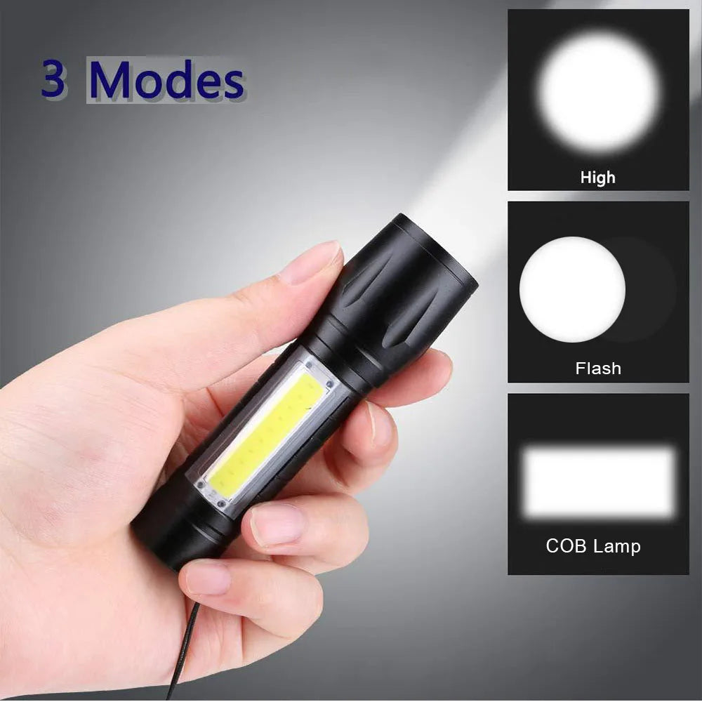 Portable Rechargeable Zoom LED Flashlight XP-G Q5 Mini Flash Light Torch Lantern 3 Lighting Modes Camping lamp