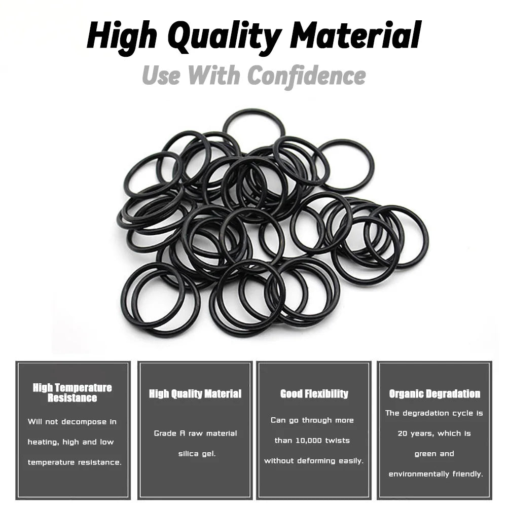 Rubber O Ring Set Gaskets Seal Nitrile Rubber Bands High Pressure O-Rings Repair Kit Sealing Elastic Band O Rubber Rings Set