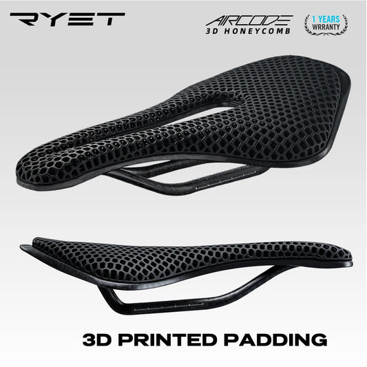 RYET 3D Printed Bicycle Saddle Ultralight Carbon Fiber Hollow Comfortable Breathable MTB Gravel Road bike Cycling Seat Parts