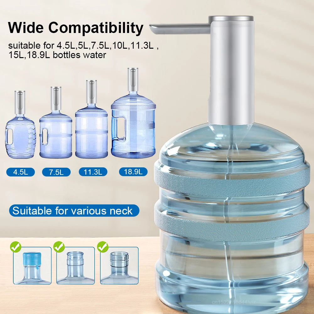 Electric Water Gallon Bottle Pump Automatic Water Dispenser Pump 19 Liters Foldable Desktop Water Bottle Pump H3 Rechargeable