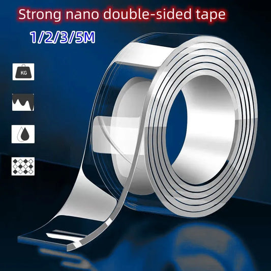 Super Strong Double Sided Adhesive Tape Reusable Washable Waterproof Transparent Nano Tape Sticky Glue For Home Kitchen Car