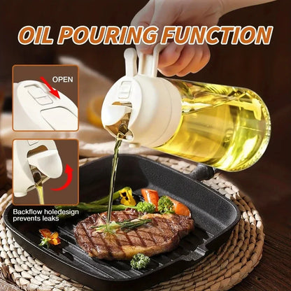 2in1 500ml Plastic Spray Oil Sprayer Bottle Spray Oil Dispenser Oil Jar Cruet BBQ Kitchen Baking Roasting Picnic Kitchen Tool