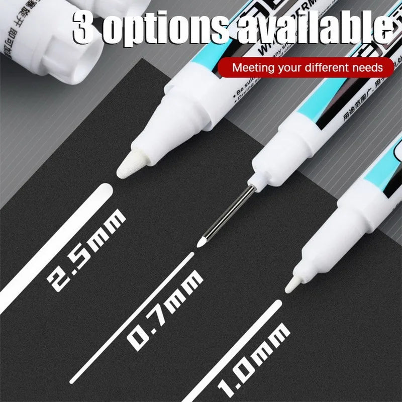 0.7/1.0/2.5MM White Permanent Marker Pen Waterproof Painting Marker For Wood Rock Plastic Leather Glass Stone Metal Art Supplies