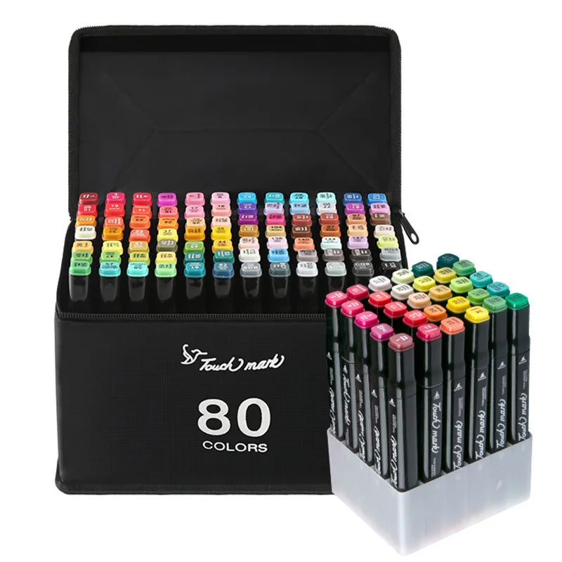 12-80 Colors Art Marker Alcohol Felt Pen Manga Sketching Markers Dual Brush Art School Supplies Drawing Set School Supplies