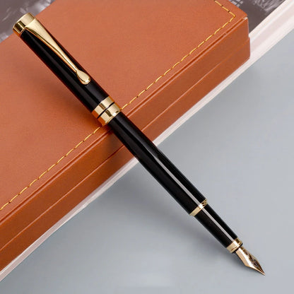 Golden Text Custom Engraving Fountain Pen Gift School Supplies 2024 Stationery Men Luxury High Quality Writing Office Metal