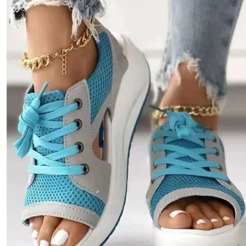 Fashion Women Sandals Summer New Lady Platform Chunky Comfortable Mesh Open Toe Casual Sports Ladies Shoes Plus Size 43