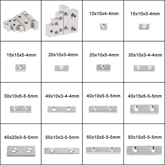 Strong Block Neodymium Magnets with Countersunk Hole N35 NdFeB Powerful Permanent Magnetic Square Rectangle Fridge Magnet