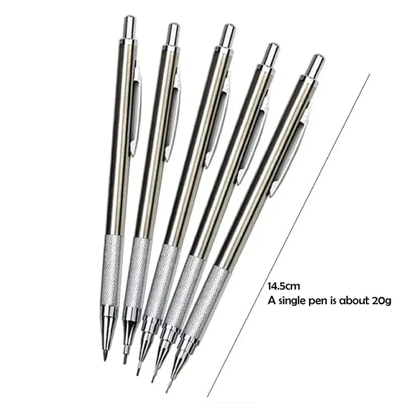 Metal Mechanical Pencil Set 0.5 0.7 0.9 1.3 2.0mm Art Drawing Painting Automatic Pencil with Leads Office School Supplies