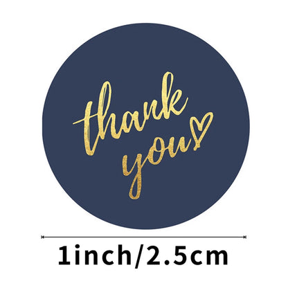 50-500pcs 1inch Blue Thank You Stickers For Envelope Sealing Labels Stationery Supplies Handmade Wedding Gift Decoration Sticker