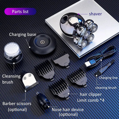 Electric Shaver 7D Floating Cutter Head Base Charging Portable Men Beard Trimmer Clipper Skull Shaver Waterproof Shaving