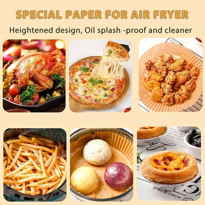 50/100Pcs Air Fryer Disposable Paper Non-Stick Airfryer Baking Papers Round Air-Fryer Paper Liners Paper Kitchen Accessories