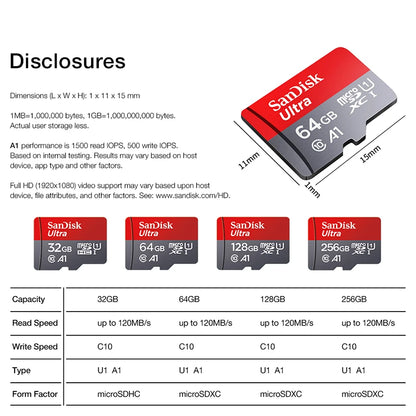 Original Micro SD Card 512GB 256GB 128GB 64GB A1 C10 TF card usb flash 32GB memory card 100mb/s microsd for SD adapter