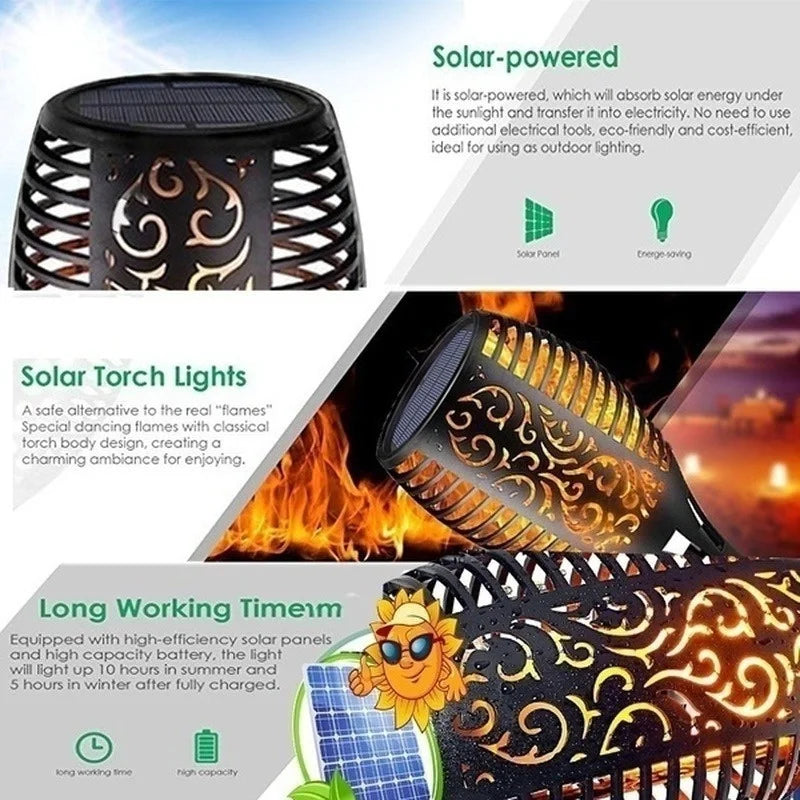 1/2/4/6/8/10Pcs Solar Flame Torch Lights Flickering Light Waterproof Garden Decoration Outdoor Lawn Path Yard Patio Floor Lamps