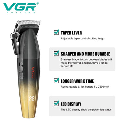 VGR Hair Clipper Professional Hair Trimmer Electric Clippers Cordless Hair Cutting Machine 9000RPM Trimmer Clipper for Men V-003