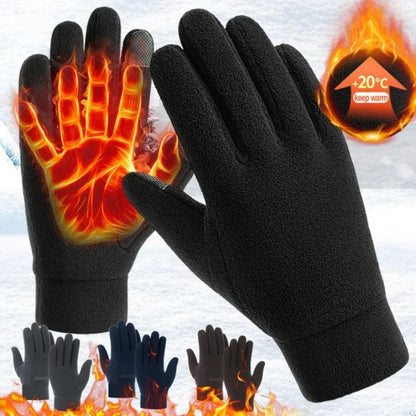 Thicken Fleece Gloves for Men Women Winter Warm Thermal Full Finger Glove Outddor Windproof Running Skiing Cycling Mittens