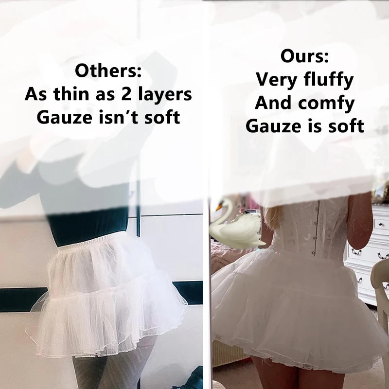 M-XL 5 Layers 35/40CM White Blacke Petticoat Fluffy Lolita Skirt Support Boneless Soft Yarn Canopy Dress Accessory Girl Japan