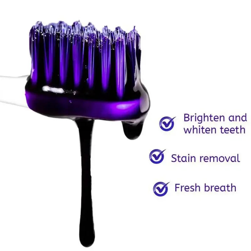 V34 SMILEKIT Purple Whitening Toothpaste Remove Stains Reduce Yellowing Care For Teeth Gums Fresh Breath Brightening Teeth 30ml