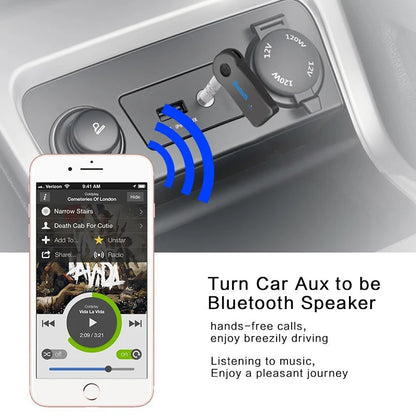 AUX Car Bluetooth Receiver,3.5mm Socket  5.0 Wireless Bluetooth Adapter,Audio Converter Mobile Phone Hands-Free Stereo