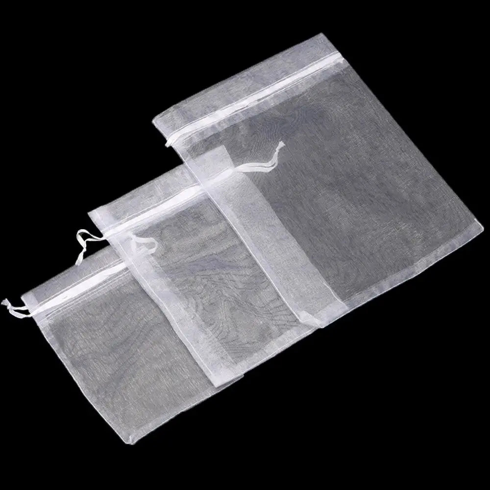 25/50PCS Drawable Party Supply Christmas Favor Jewelry Packing White Pouches Drawstring Pocket Organza Gauze Sachet Gift Bags