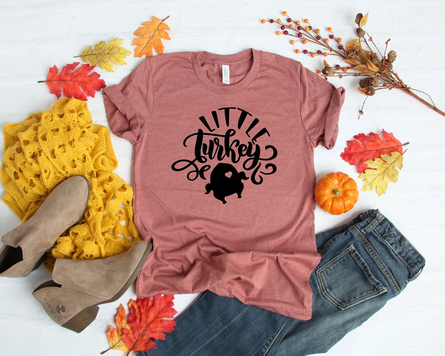 Little Turkey T Shirt Thankgiving Pumpkin Autumn Fall Thanksgiving Funny