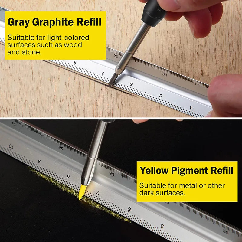 Solid Carpenter Pencil Refill Leads Deep Hole Mechanical Pens for Wood Glass Metal Marking Tool Kit for Woodworking Architect