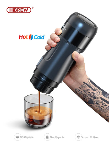 HiBREW Portable Coffee Machine for Car & Home,DC12V  Expresso Coffee Maker Fit Nexpresso Dolce  Pod Capsule  Coffee Powder H4A