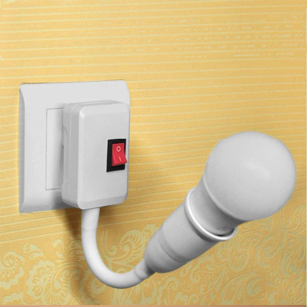 Stainless Steel E27 Lamp Base Flexible Bend Mobile Test Light Socket Light Adapter Plug Switch