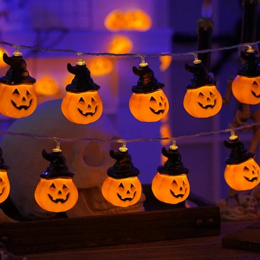 1.5M 10LED Halloween String Lights Horror Pumpkin Skeleton Specter Hanging Ornaments Happy Holloween Party Carnival Decors Props