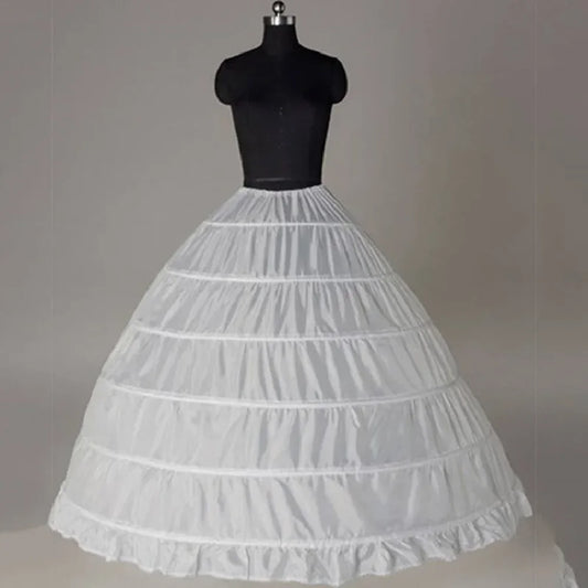 2023 New 6 Hoop Crinoline Black White Long Wedding Petticoat Ball Gown Dress Underskirt Skirt Half Slips Wedding Accessories