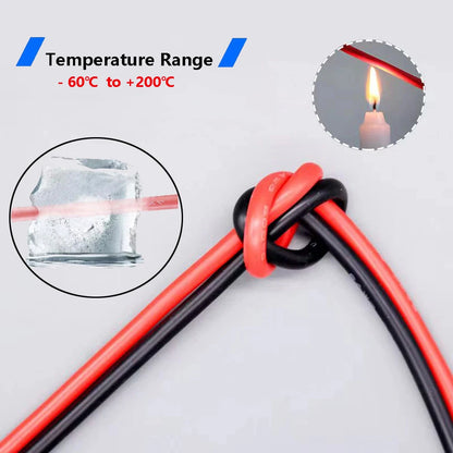 Super Soft 2 Pin Black Red Silicone Cable 28awg 26 24 22 20 18 16 14 12awg 10awg 8awg High Temperature Resistant Copper Wire