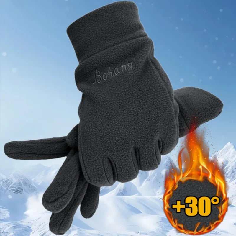 Thicken Fleece Gloves for Men Women Winter Warm Thermal Full Finger Glove Outddor Windproof Running Skiing Cycling Mittens