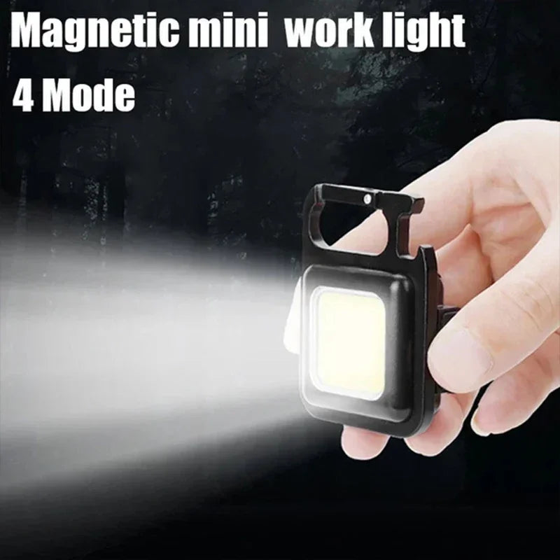 LED Working Light USB Rechargeable Mini Flashlight Portable Bright Keychain Pocket Clip Lantern Outdoor Hiking Fishing Camping