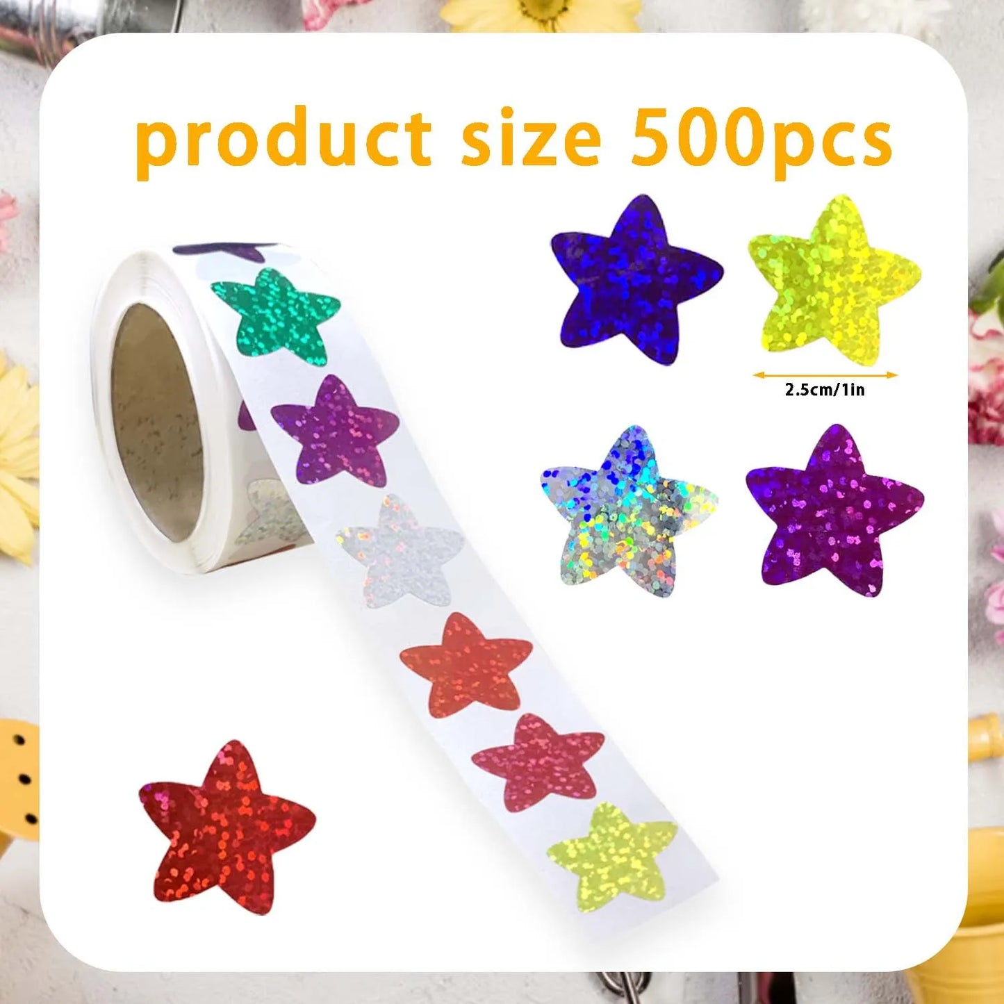 50-500pcs Colorful Star Stickers for Kids Reward School Classroom Adhesive Holographic Star Stickers for Teachers DIY Craft