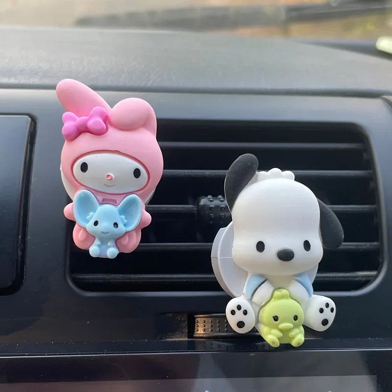 Sanrio Kuromi Cinnamoroll Car Air Outlet Fragrance Decoration  Cute Melody Pompompurin Pochacco Kawaii Car Aromatherapy Ornament