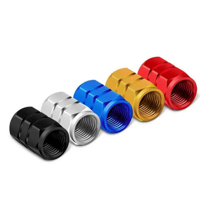 4 Pcs Aluminum Car Tire Valve Caps Hex Alloy Tyre Valve Airtight Cover Waterproof Dust For Automobiles Motorcycles Trucks Bikes