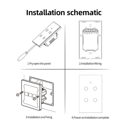 Tuya Smart Switches US Neutral Wire/No Neutral Wire Required 1/2/3/4 Gang Light WiFi Touch Switch Work with Alexa Google Home