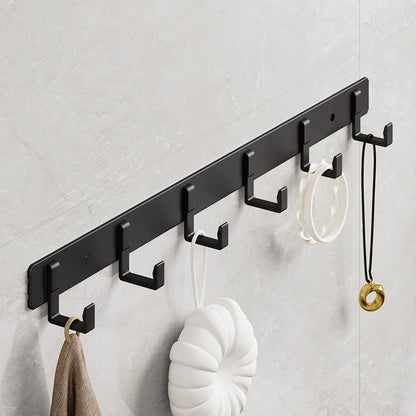 Space Aluminum Black Hook Bathroom Towel Hook Living Room Door Back Clothes Hook Simple Black Storage Hook To Save Space