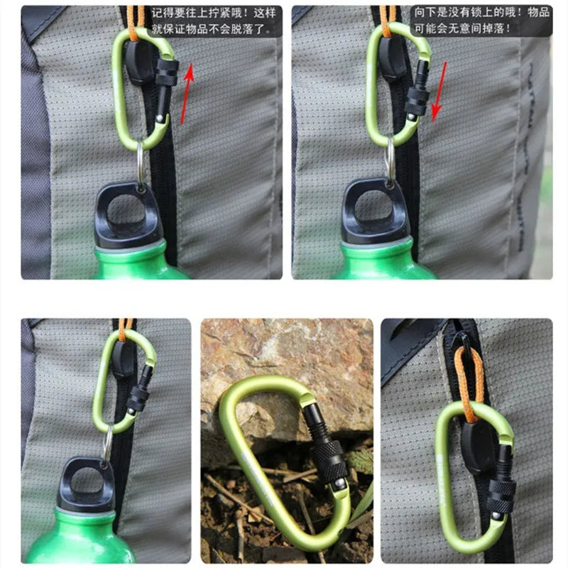 5PCS Carabiner Clip Set Aluminium Alloy Tourist Hooks Fishing Carbin Buckle Caribiner Key Holder Keychain Camping Karabiners