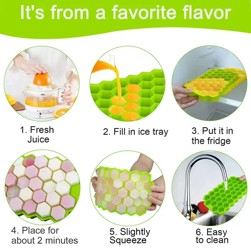 Summer Essential: Food Grade Silicone Honeycomb Ice Maker with 37 Grids for Easy Release