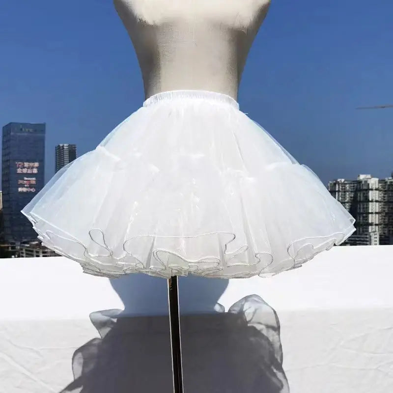 M-XL 5 Layers 35/40CM White Blacke Petticoat Fluffy Lolita Skirt Support Boneless Soft Yarn Canopy Dress Accessory Girl Japan