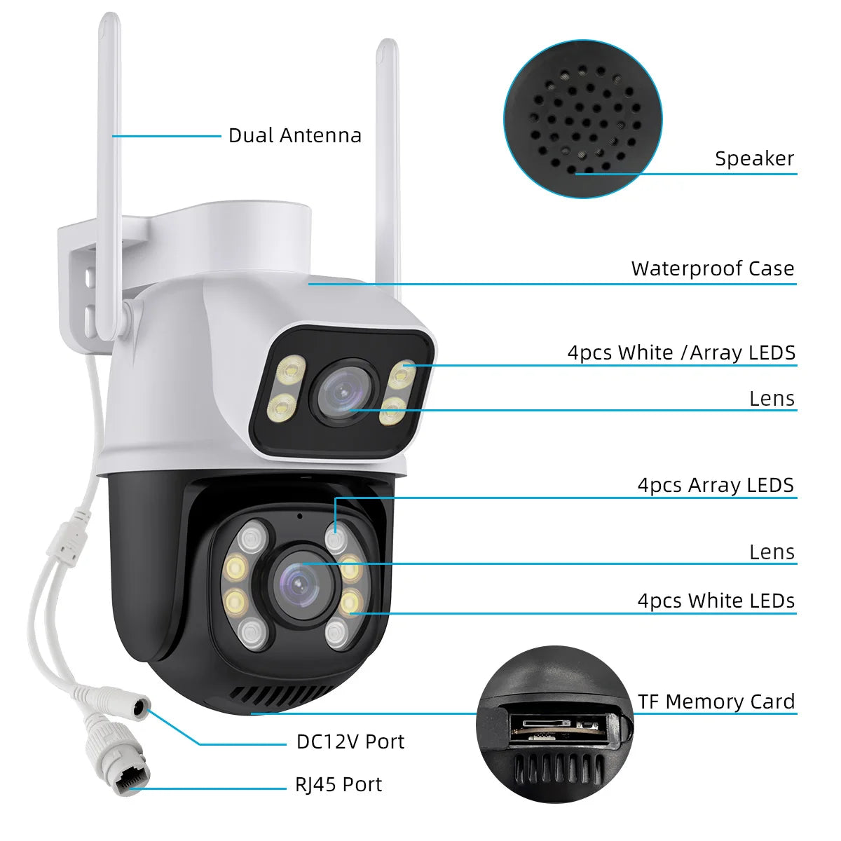 Hiseeu 4K 8MP PTZ Wifi IP Camera Dual Lens 5X Zoom AI Human Detect ONVIF Wireless Surveillance CCTV Cameras Security Protection