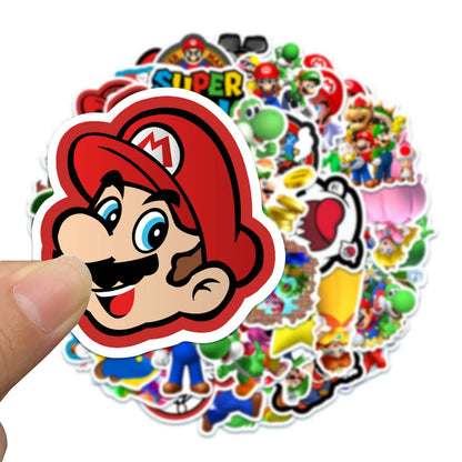 100Pcs Super Mario Bros Stickers Kawaii Luigi Yoshi Skateboard Bicycle Guitar Laptop Waterproof Stiker Anime Stickers Graffiti